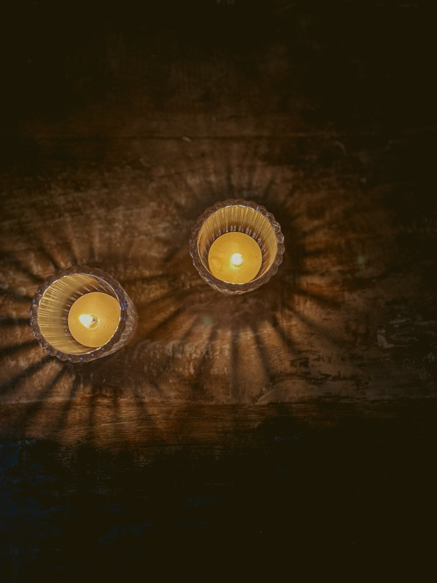 Ribbed Glass Tea Light Holder