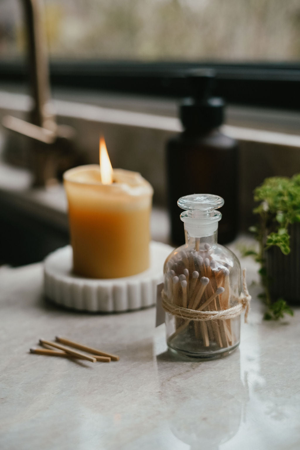 Glass Apothecary Match Stick Jar