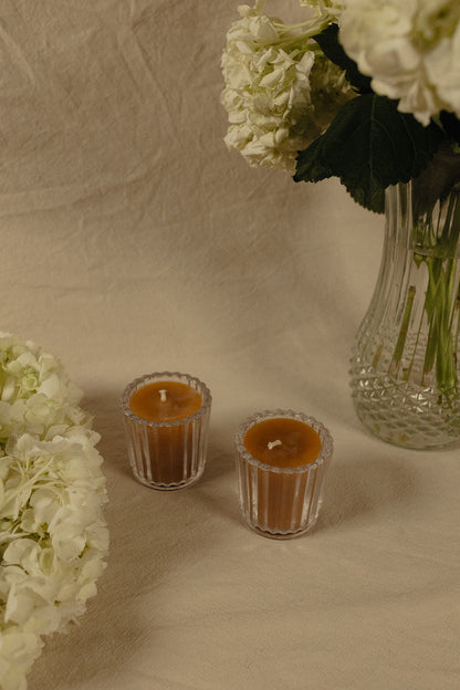Ribbed Glass Tea Light Holder