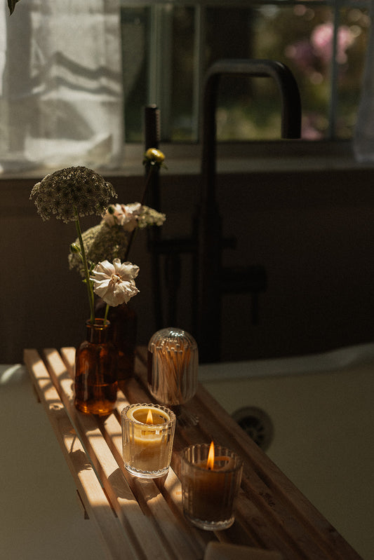 Ribbed Glass Tea Light Holder