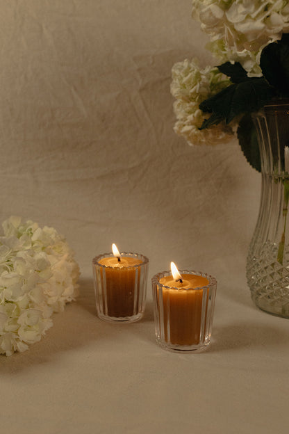 Ribbed Glass Tea Light Holder