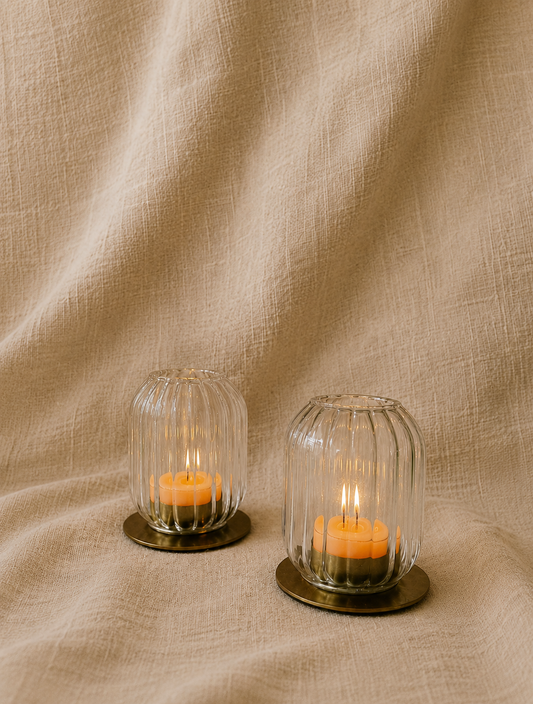 Kira Glass Tealight Lantern - Set of 2
