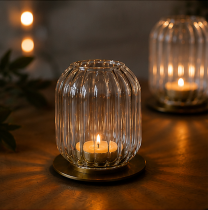 Kira Glass Tealight Lantern - Set of 2